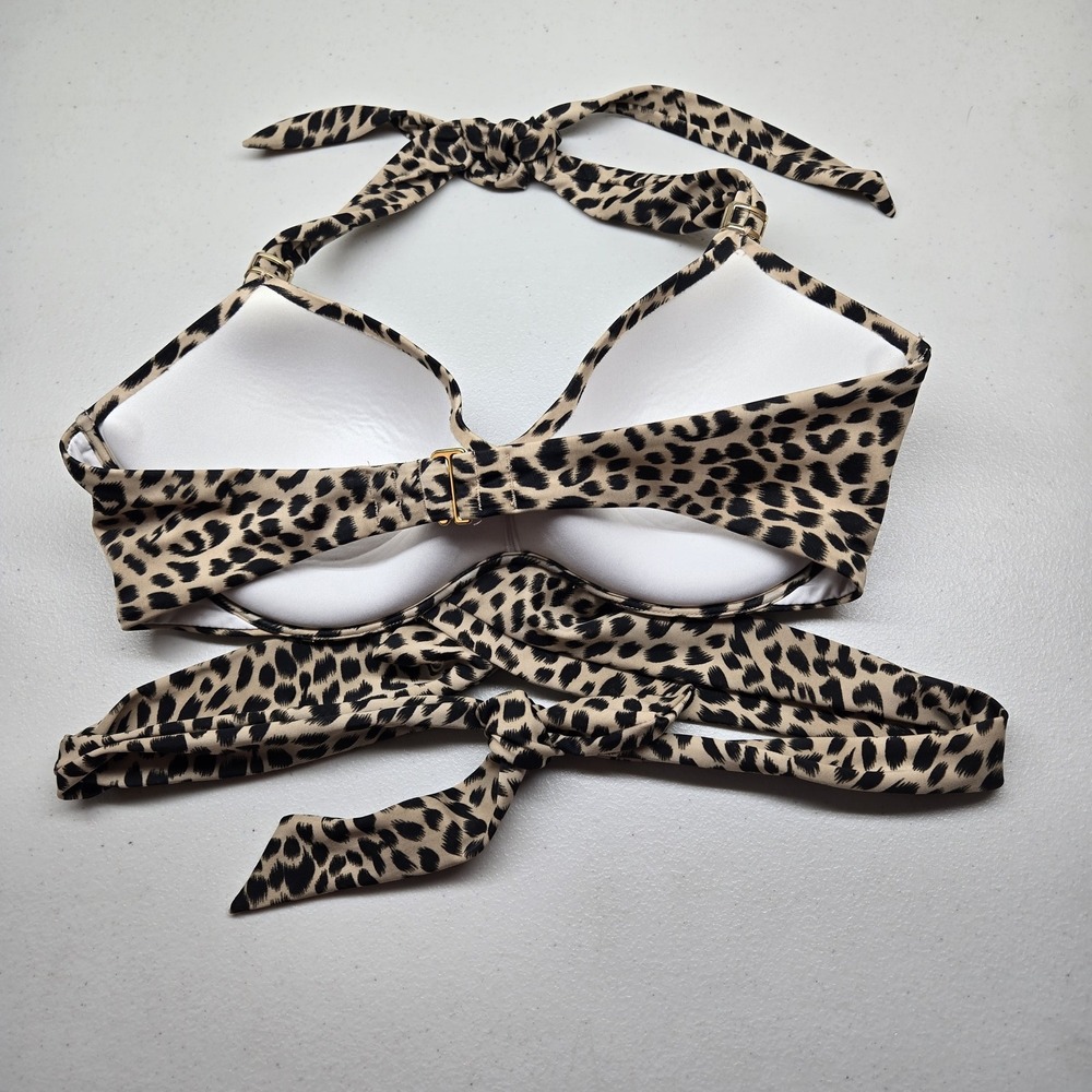 Victoria's Secret Women Swimwear 36C Beige Animal Print Halter Knot - Picture 7 of 11